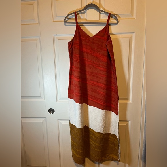 MSK Red, White, and Brown Midi Dress - Picture 1 of 8